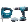 Makita combiset -Klopboor-/Schroefmachine + Accu Decoupeerzaag - + Tas - 2 accu's - Afbeelding 2