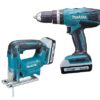 Makita combiset -Klopboor-/Schroefmachine + Accu Decoupeerzaag - + Tas - 2 accu's - Afbeelding 3