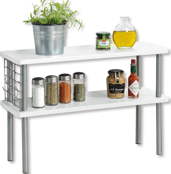 Keukenrek staand - FSC® Mdf - 2 Etages - Smal keukenrekje voor op aanrecht - Kruidenrek - 2 Laags Opbergrek