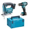 Makita combiset -Klopboor-/Schroefmachine + Accu Decoupeerzaag - + Koffer- 2 accu's - Afbeelding 2