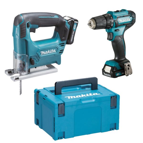 Makita combiset -Klopboor-/Schroefmachine + Accu Decoupeerzaag - + Koffer- 2 accu's - Afbeelding 2