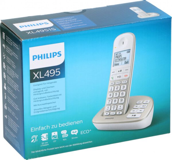 Philips Huistelefoon XL4951S/38 - Vaste Lijn - 1 Handset - Draadloos - met Antwoordapparaat - Handige Extra's voor Senioren - Wit - Afbeelding 4