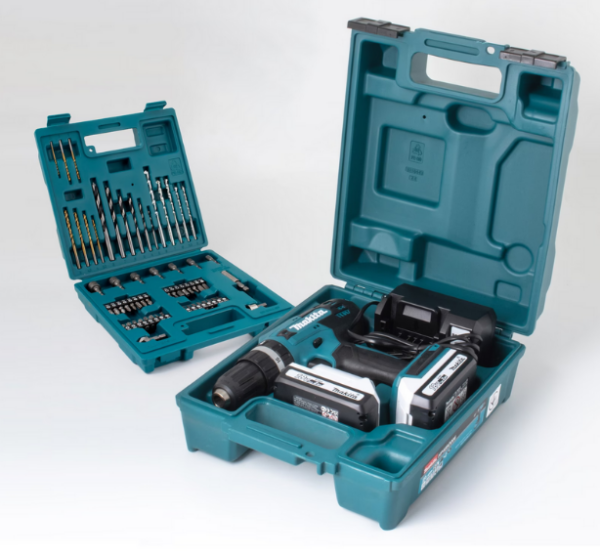 Makita accu klopboormachine HP488D006 + Makita bitset E-11829 60 stuks.