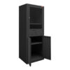 STIER computerkast met lade en deuren 1750x650x350mm zwart - Afbeelding 3