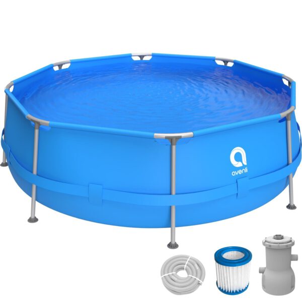 Avenli® Frame Pool Set 300 x 76 cm, Opzetzwembad rond, met pomp, blauw