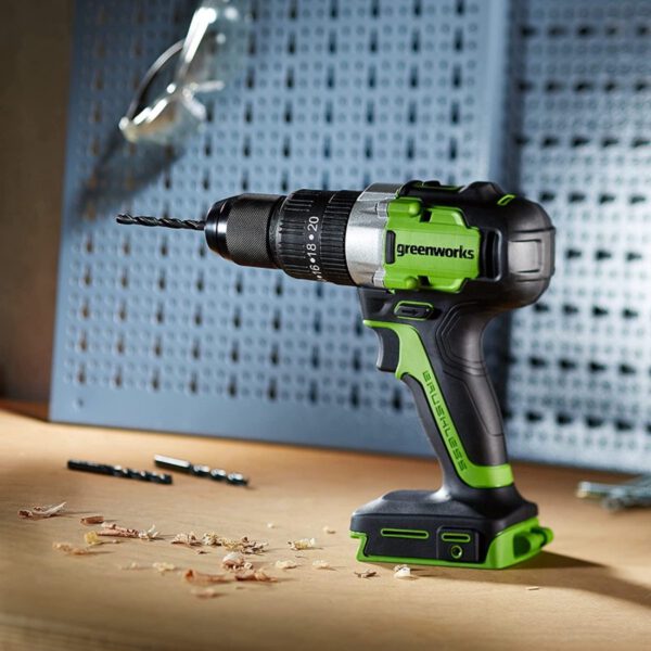 GREENWORKS 24 Volt accu schroef-klopboormachine GD24DD60K2 - Afbeelding 3