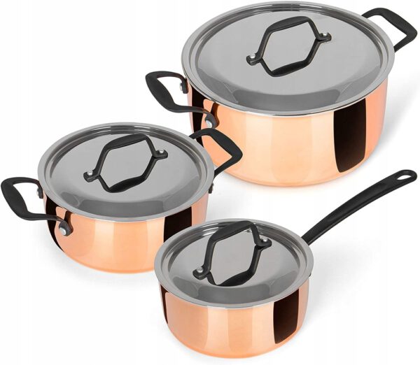 Chefkoch Luxe Design Koperen Kookset 3-delig inclusief Deksel