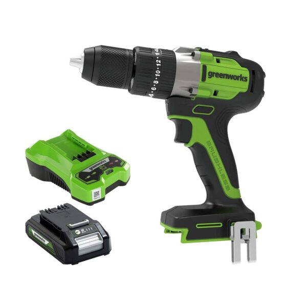 GREENWORKS 24 Volt accu schroef-klopboormachine GD24DD60K2 - Afbeelding 5