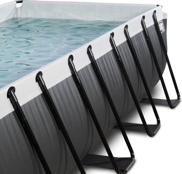 EXIT Black Leather zwembad 400x200x122cm met filterpomp - zwart - Afbeelding 5