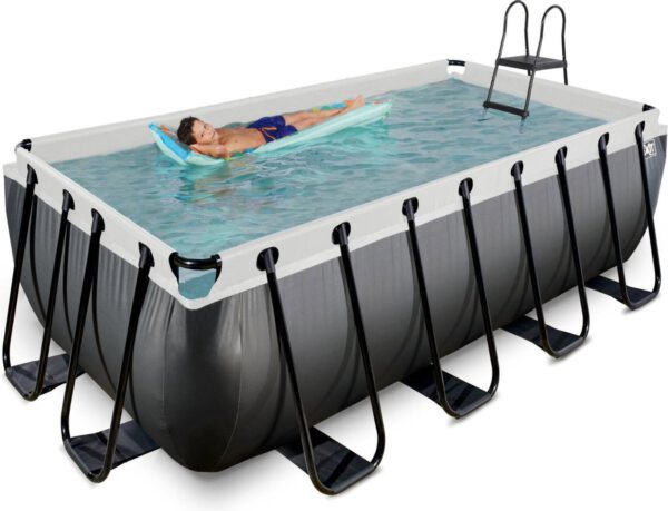 EXIT Black Leather zwembad 400x200x122cm met filterpomp - zwart - Afbeelding 3