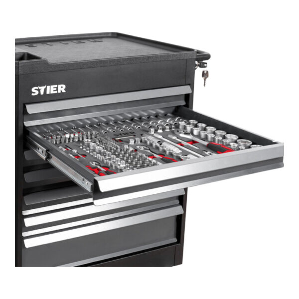 STIER Dopsleutelset 1/4'' 3/8'' 1/2'' 179-delig in schuiminlay - Afbeelding 3