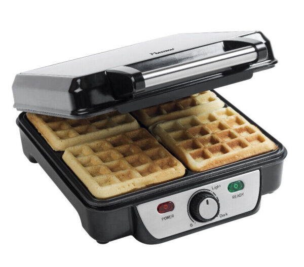Bestron wafelmaker voor Brusselse wafels, antiaanbaklaag, 1100W, rvs
