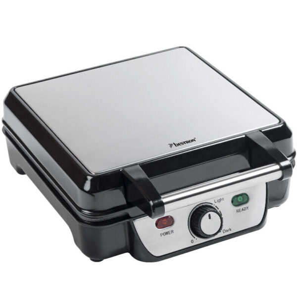 Bestron wafelmaker voor Brusselse wafels, antiaanbaklaag, 1100W, rvs - Afbeelding 3
