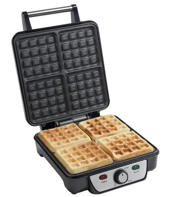 Bestron wafelmaker voor Brusselse wafels, antiaanbaklaag, 1100W, rvs - Afbeelding 2