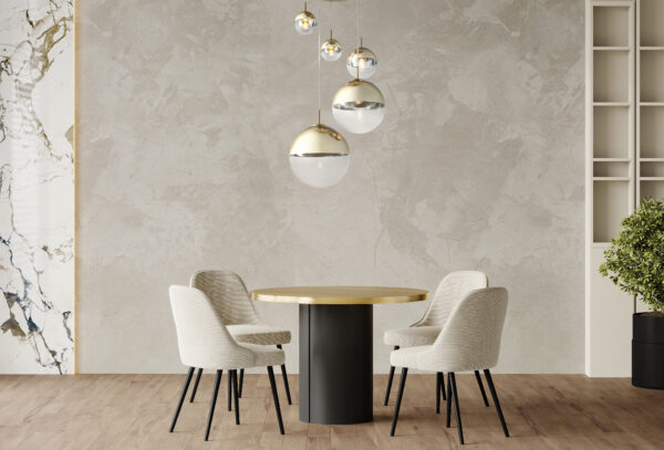 Hanglamp glas 5 bollen 'Varus' metaal goud - doorzichtig glas - Afbeelding 3