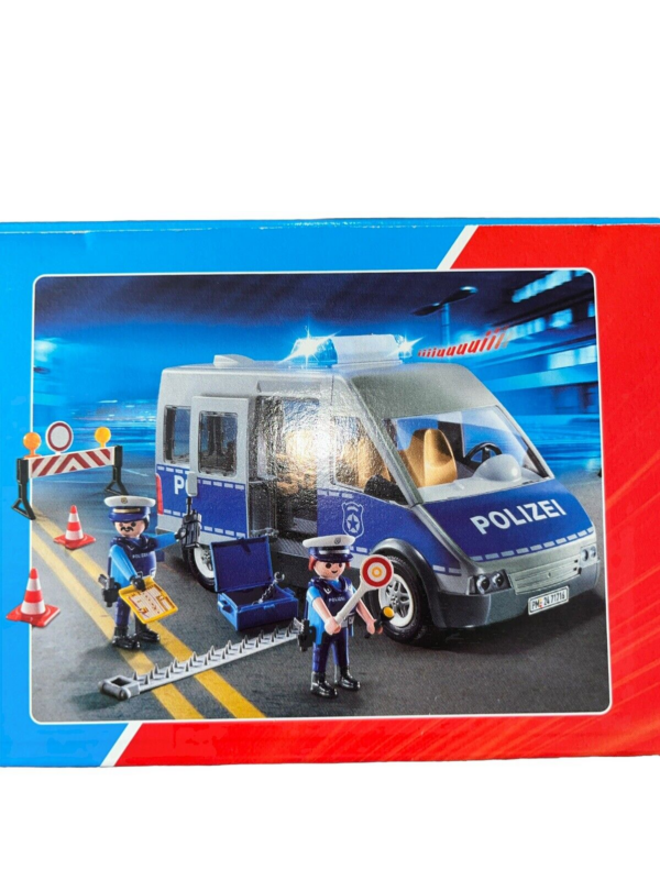 Playmobil politiebus met wegblokkade - Opschrift "Polizei" - Afbeelding 3