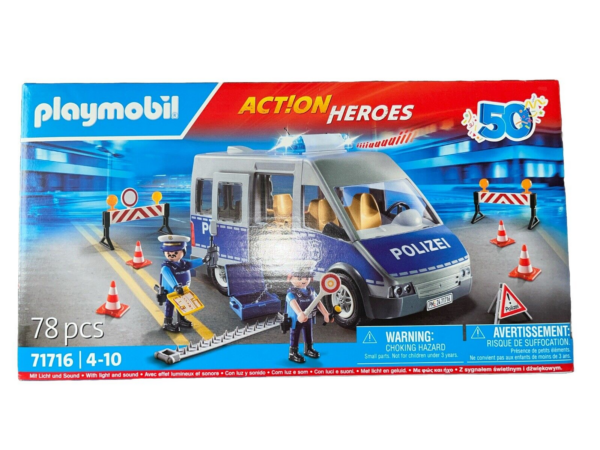 Playmobil politiebus met wegblokkade - Opschrift "Polizei"
