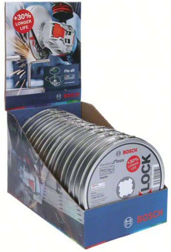 Bosch X-LOCK doorslijpschijf 10x125x1mm Stand. for Inox recht - Afbeelding 2