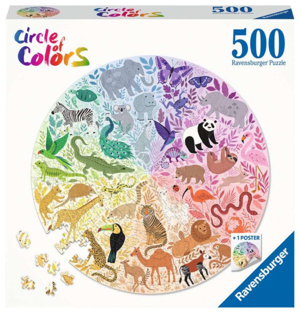 Ravensburger - Ronde Legpuzzel - Circle of Colors - Animals - 500 stukjes