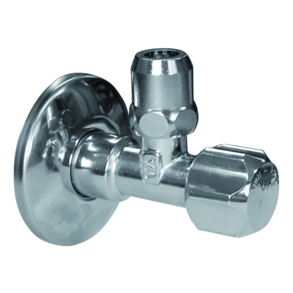 hoekstopkraan haaks - lange moer en rozet 1/2"M x ø10 chroom
