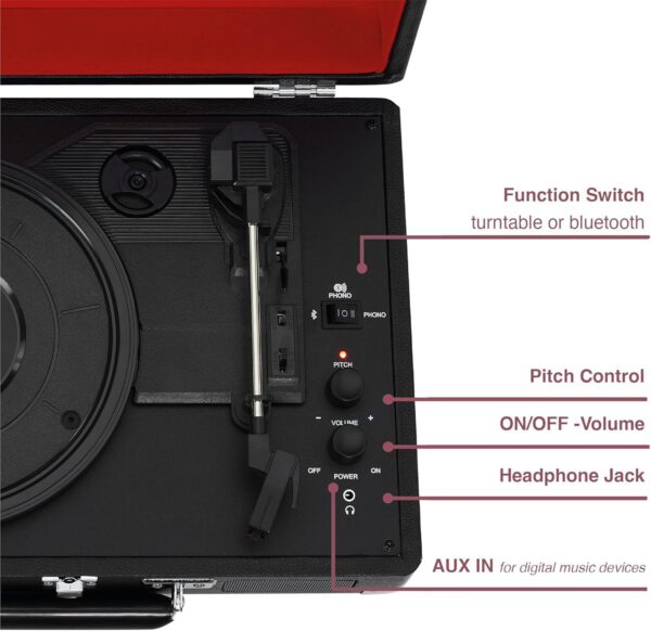 Crosley CR8005F-BK4chi Crosley Deluxe (Black) 2 Way Bluetooth,Eén maat,zwart - Afbeelding 3