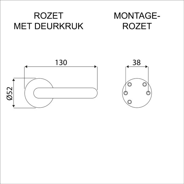 Deurkrukset Ankara rozet rond RVS look (messing) - Afbeelding 4