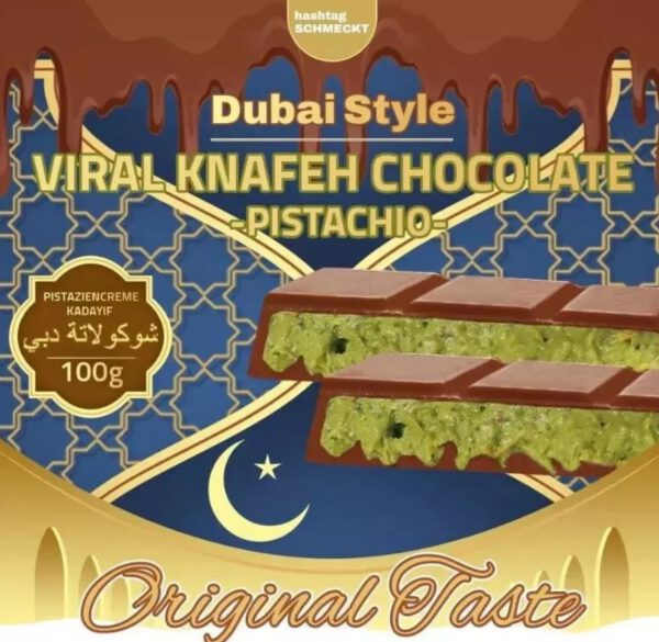 Dubai Chocolade Virale Knafeh Chocolade Dubai Stijl Pistache - 10 Stuks - 1KG - Afbeelding 4