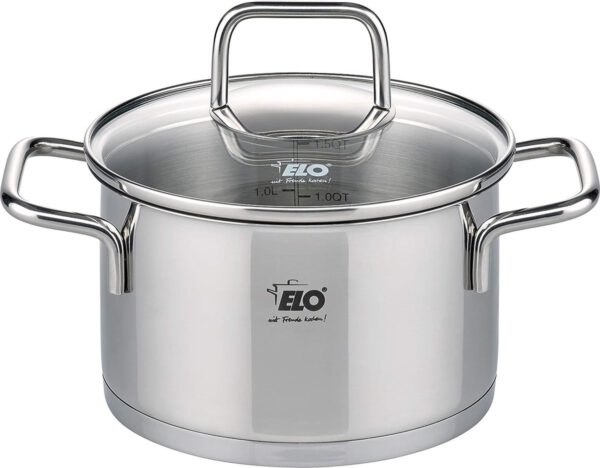 RVS kookpot, 20 cm diameter, kookpot en glazen deksel, geschikt voor alle soorten kachels, RVS, glas, 20 cm, grijs