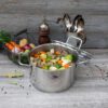 RVS kookpot, 20 cm diameter, kookpot en glazen deksel, geschikt voor alle soorten kachels, RVS, glas, 20 cm, grijs - Afbeelding 3
