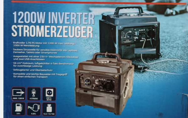 Inverter stroomgenerator 1200 W 4-takt noodstroomaggregaat benzine noodstroom