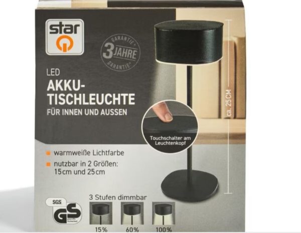 StarQ LED Oplaadbare Tafellamp - Zwart