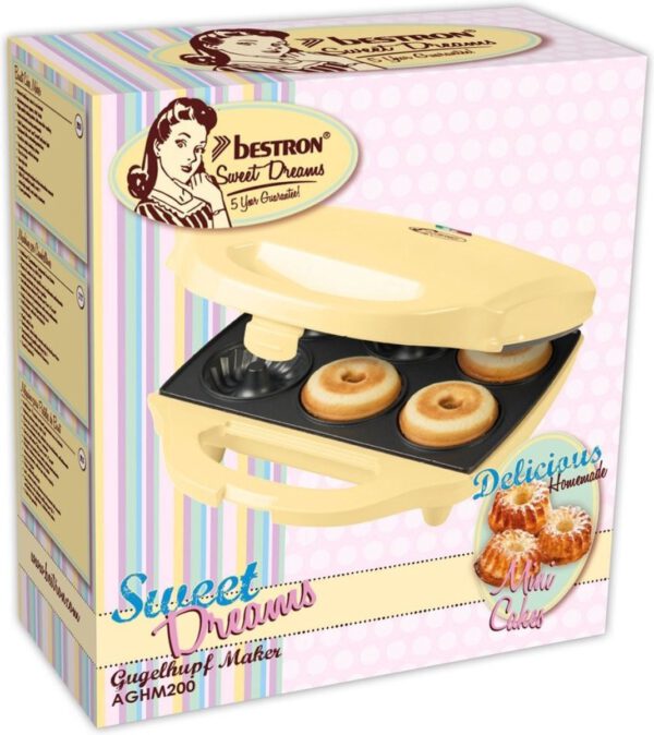 Bestron Cake Maker in tulbandvorm, wafelijzer voor 6 mini tulband cakes - Afbeelding 4
