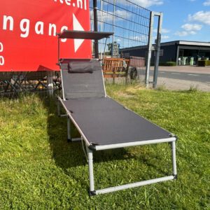 Opvouwbare Ligstoel met Verstelbaar Zonnescherm en Hoofdkussen – Aluminium Strandbed – 193 cm
