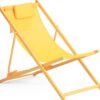 Ligstoel I robuust & opvouwbaar met organizer, strandstoel voor de tuin in geel - Afbeelding 4