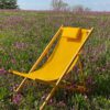 Ligstoel I robuust & opvouwbaar met organizer, strandstoel voor de tuin in geel - Afbeelding 2