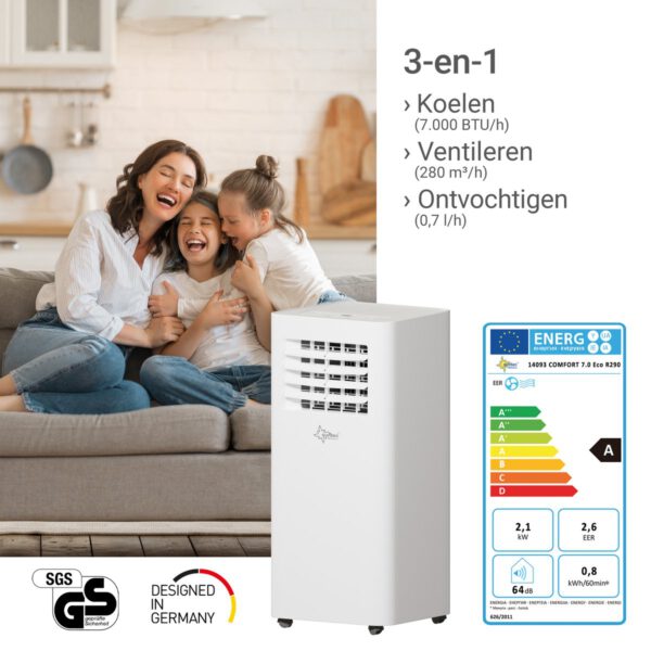 SUNTEC Mobiele airconditioner COMFORT 7.0 Eco R290 - Afbeelding 2