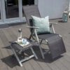 Tuinstoel van aluminium, met kruisvoet, inklapbaar, hoge rugleuning – 74 x 57 x 110 cm – Zwart - Grijs (zonder bekleding) - Afbeelding 6