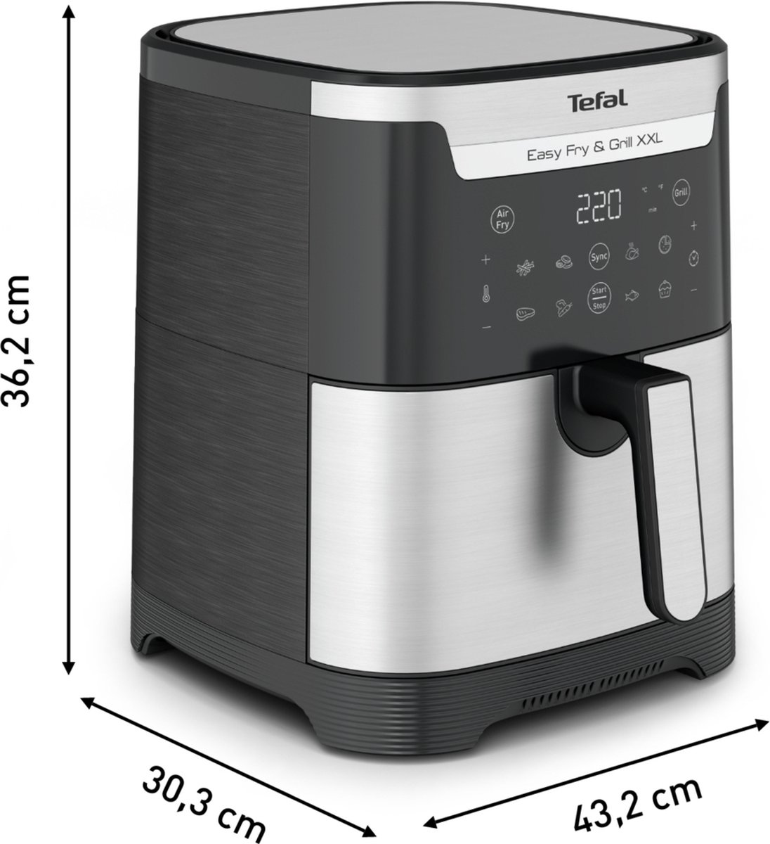 Tefal Easy Fry & Grill XXL EY801D - 2-in-1 Airfryer - 6,5L - Grillfunctie - Voor 6 Personen - RVS - Afbeelding 4