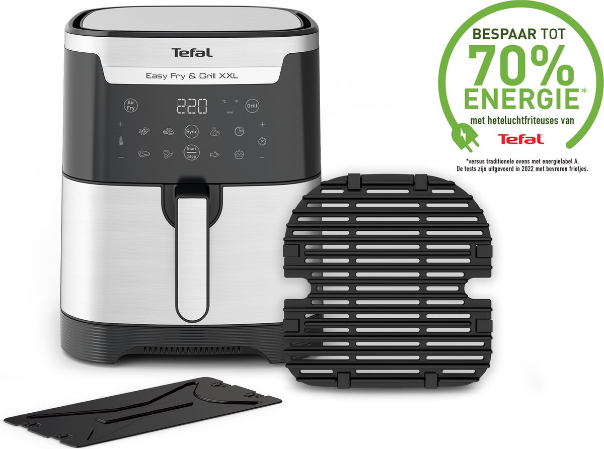 Tefal Easy Fry & Grill XXL EY801D - 2-in-1 Airfryer - 6,5L - Grillfunctie - Voor 6 Personen - RVS - Afbeelding 3