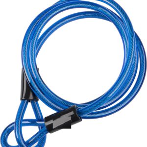 Loopkabel in Blauw | Luskoord van Staal met Kunststof Coating | 200 cm x 10 mm | Kabel met Lussen | Fietsslot | Staalkabel | Kettingslot