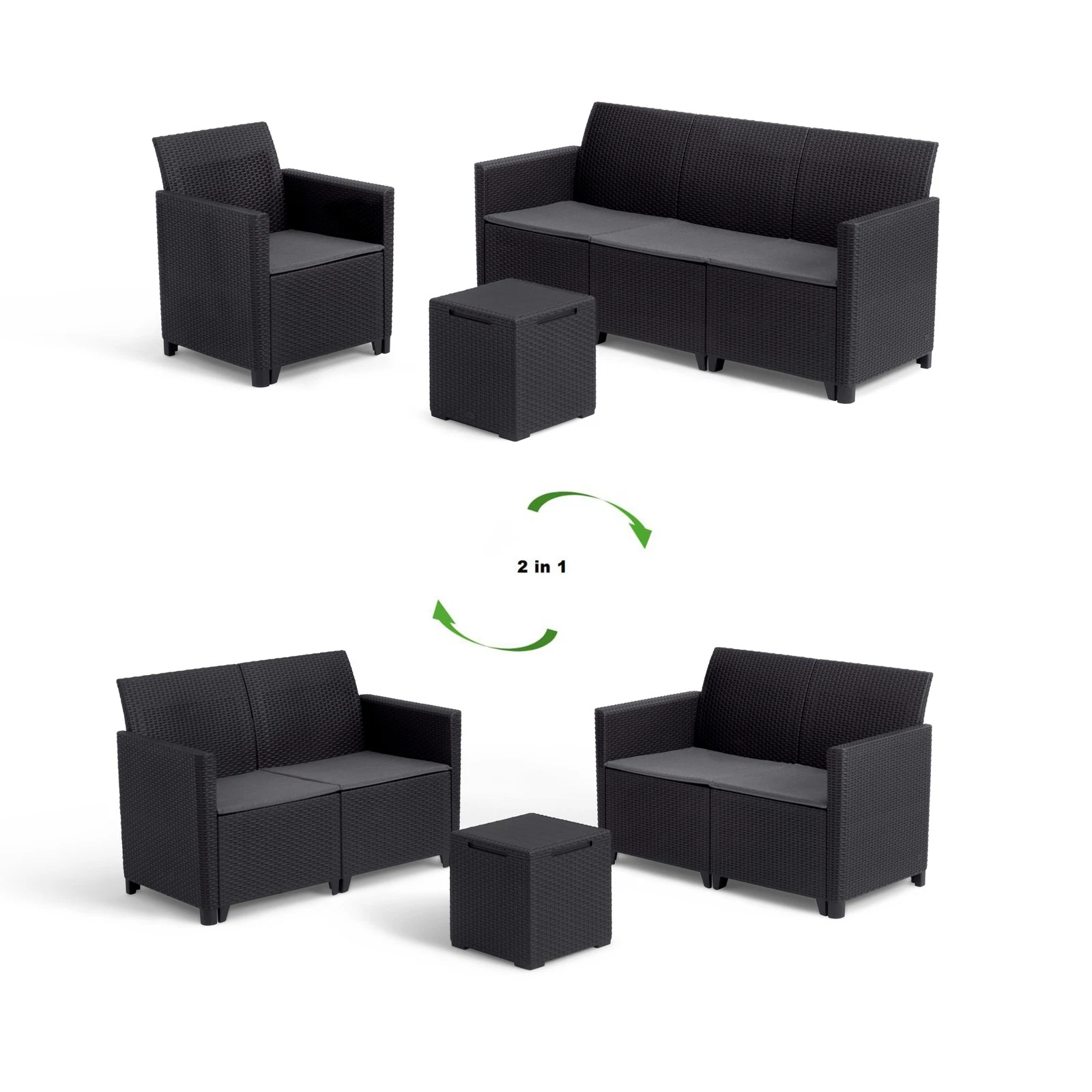 Keter Lounge-Set “Marie” – 4-zits Set – Grafiet