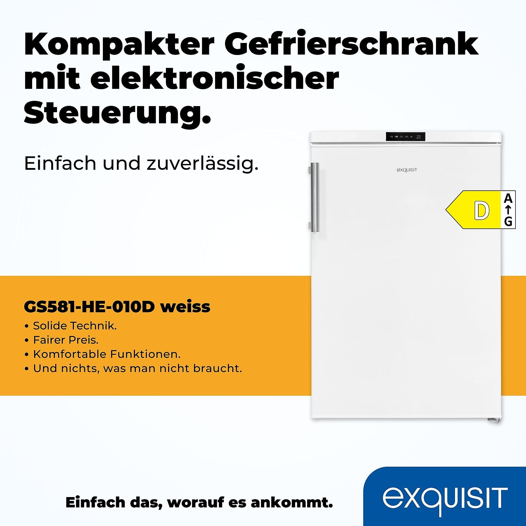 Exquisit GS581-HE-010D Vrieskast – 85L – Vrijstaand – Energieklasse D – Wit - Afbeelding 2