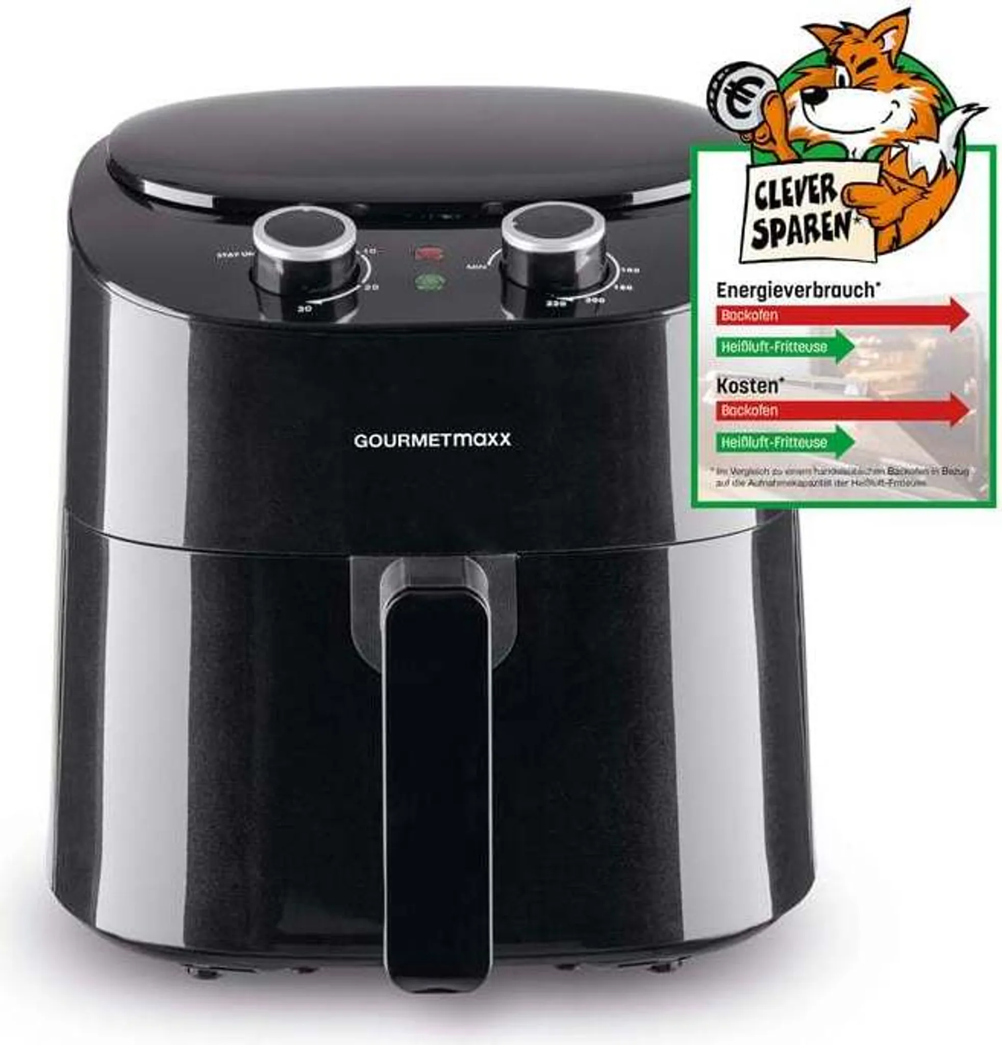 GOURMETmaxx Airfryer 4,5L – Heteluchtfriteuse 1400W – 8 Programma’s – Zonder Olie – Zwart - Afbeelding 2
