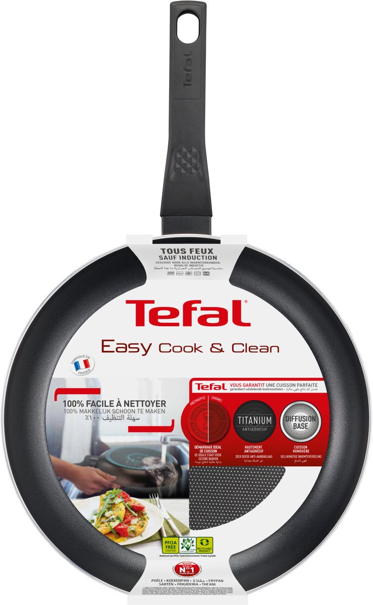 Tefal Easy Cook & Clean - Koekenpannenset - Ø24 en Ø28 cm - Niet Geschikt voor Inductie - Anti-aanbaklaag - Aluminium - Zwart - Afbeelding 3