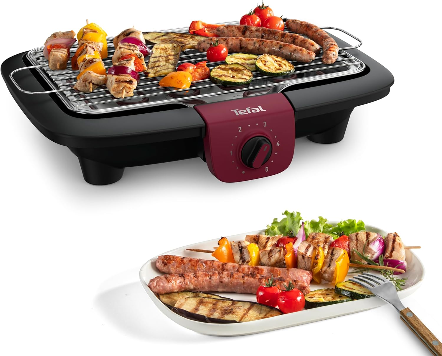Tefal BG90E5 Contactgrill - Zwart/Rood