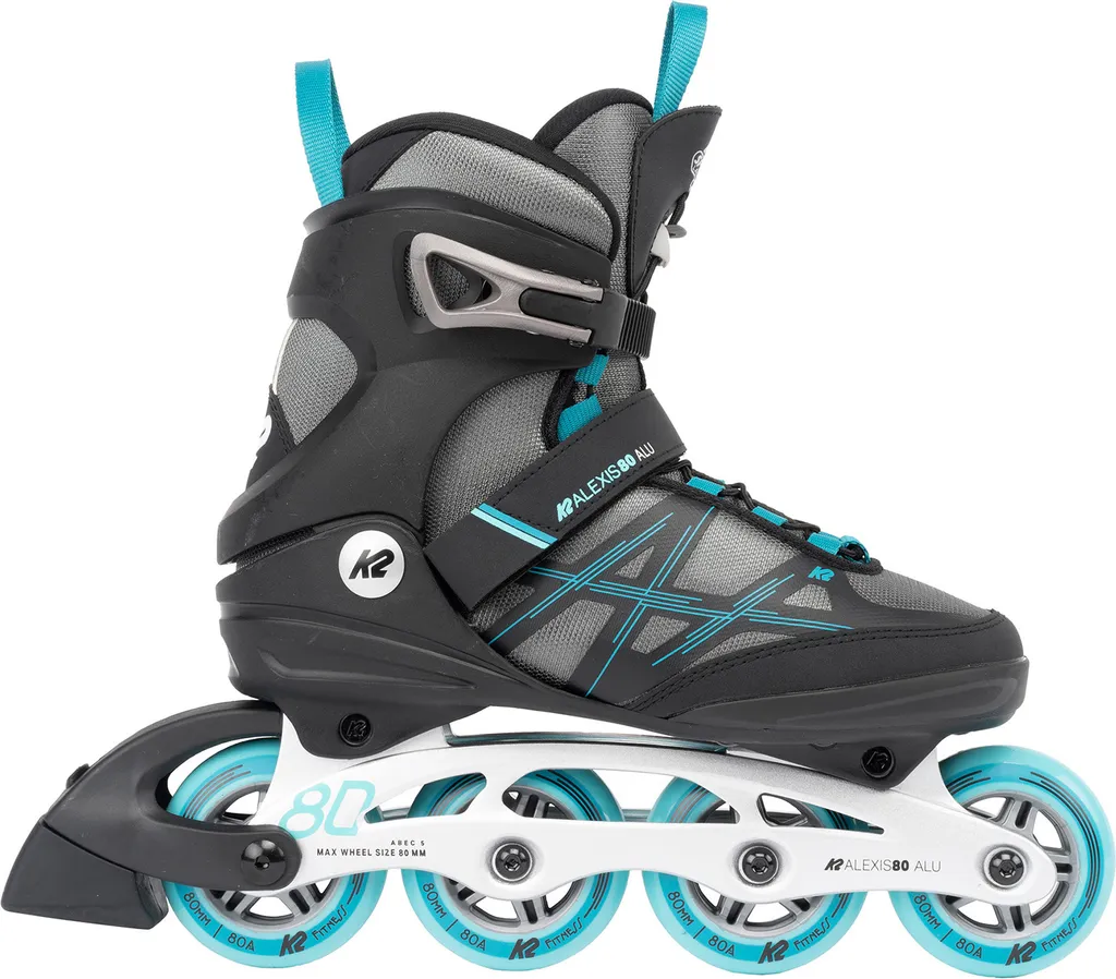 K2 Alexis 80 ALU Inline Skates Dames – Grijs/Cyaan
