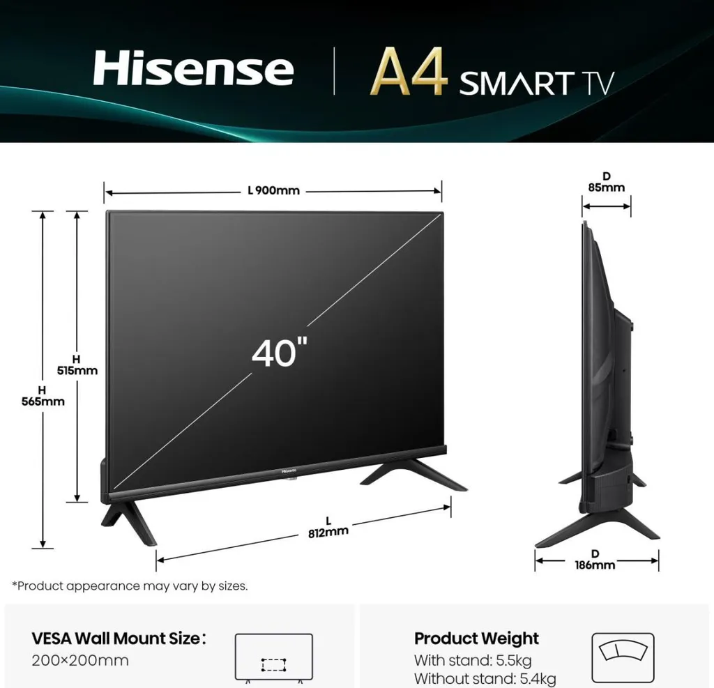 Hisense 40A4Q – 40 inch Full HD Smart TV | 60 Hz | VIDAA - Afbeelding 3