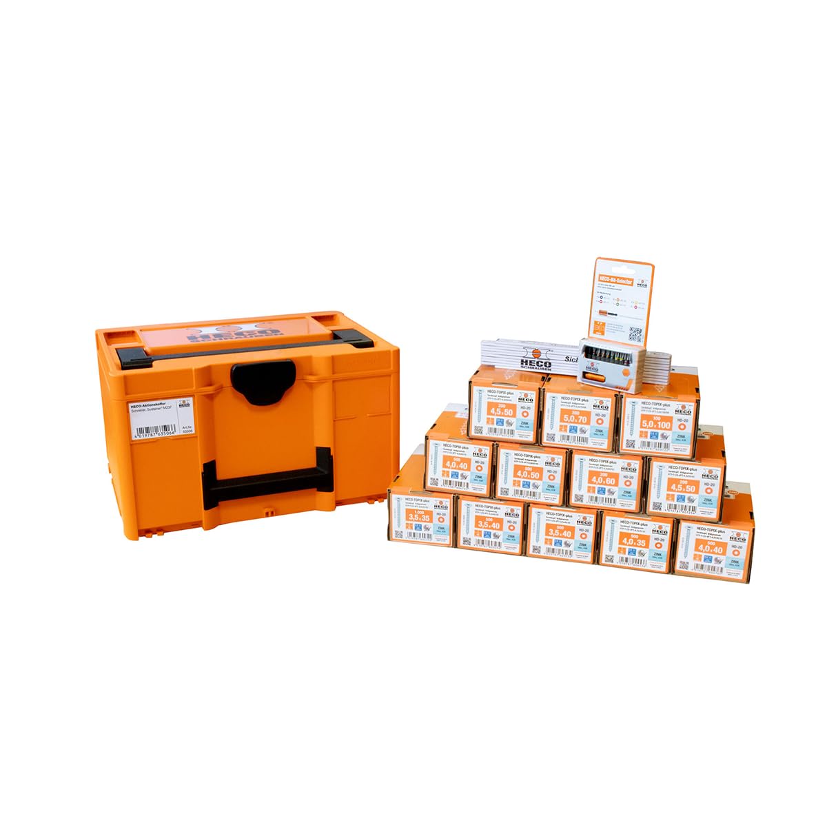 HECO Aktionskoffer "Schreiner", HT-plus Senkkopfschraubensortiment für Schreiner, 4.900 Schrauben mit Zubehör, in Systainer3 M237