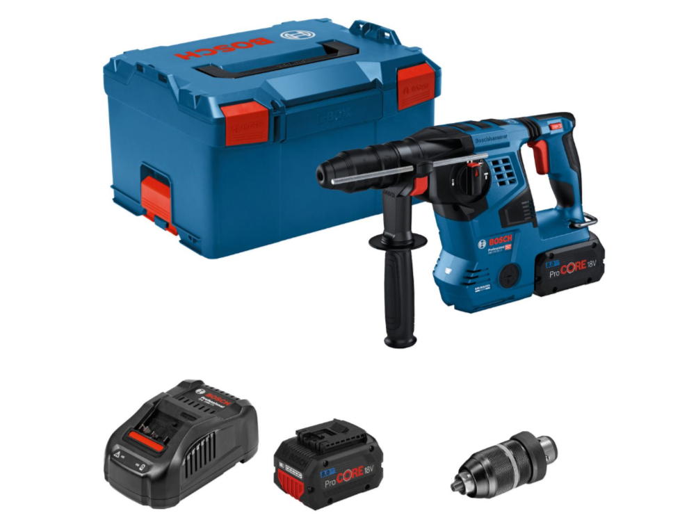 Bosch Blauw GBH 18V-28 CF | Accu boorhamer 18V SDS-plus 3.3J in L-BOXX 238 (2x 8.0Ah ProCORE accu + lader) - 0611921002